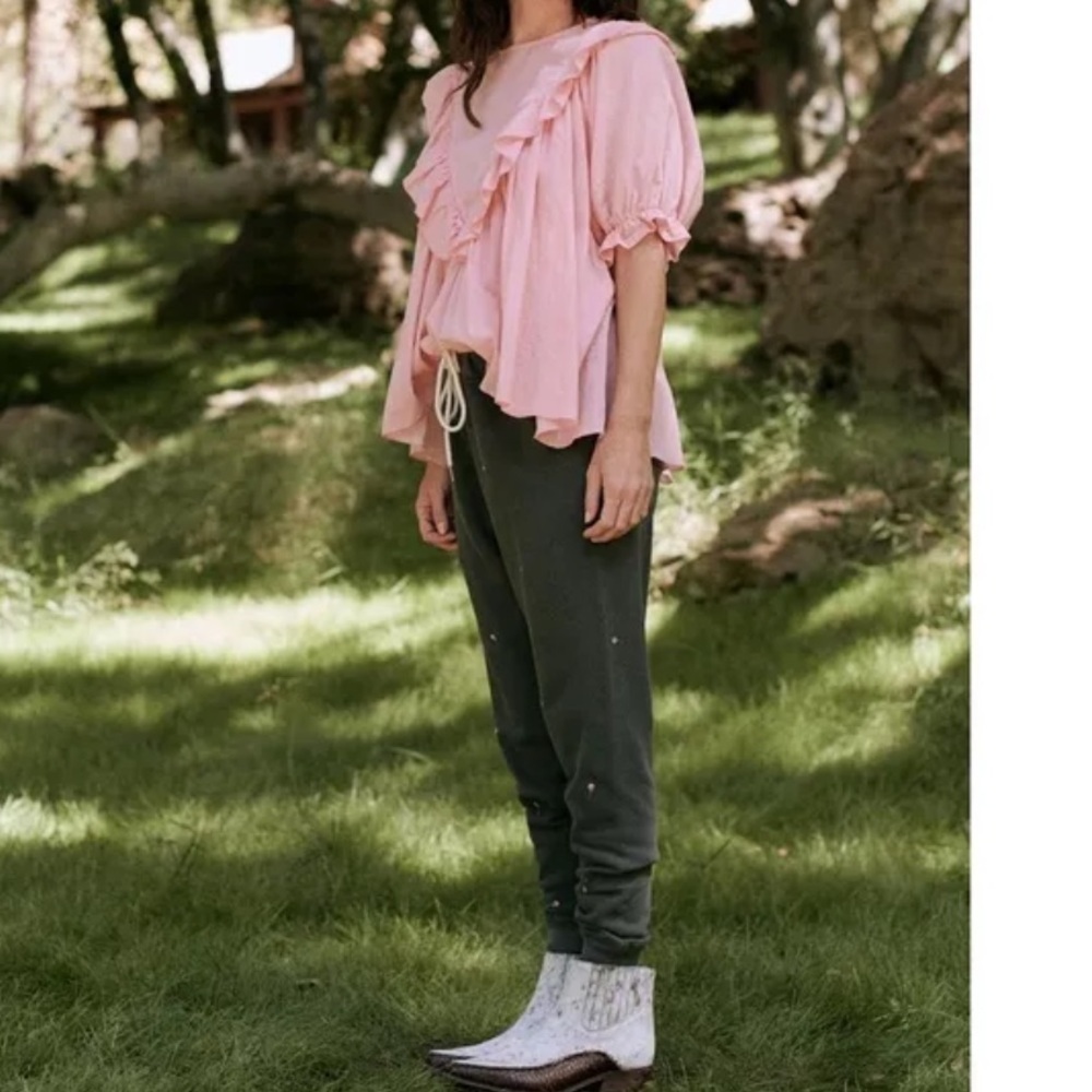 The GREAT. Pale Pink Ruffled Blouse - Picture 2 of 12